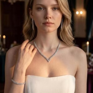 ست جواهرات عروس مدل   گوشواره و دستبند