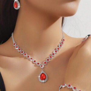 گوشواره و دستبند سبز آبکاری نقره مناسب مهمانی، عروسی، نامزدی و لباس مجلسی